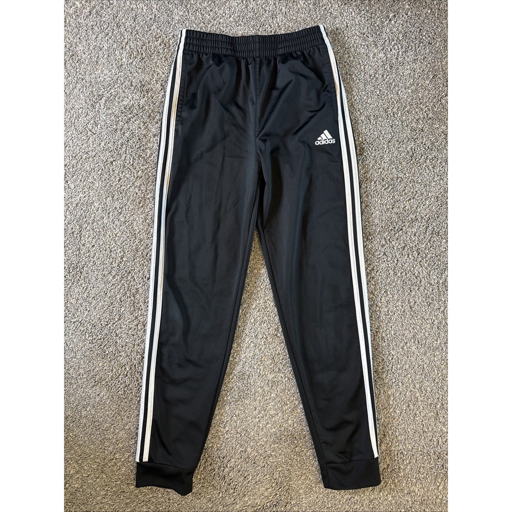 Adidas Boys Black‎ w White 3 Stripe Joggers Size L (14/16)